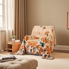 Fall Boho Throw Blanket for Bed 80"x90", 100 Cotton Boho Throws for Couch So...