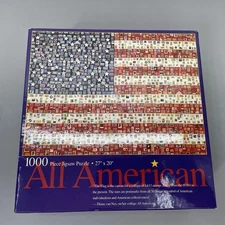 Ceaco All American Flag 1000 Piece Jigsaw Puzzle 27x20 Postage Stamps
