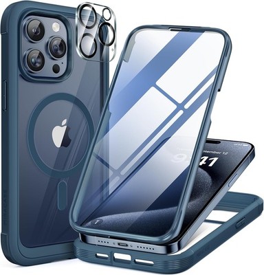Magnetic Blue Full-Body Drop Proof Case for iPhone 15 Pro Max 6.7'' Model