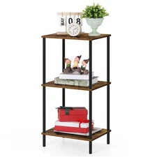 Tall 3-Tier Side Table - 31.6" Height Industrial Entryway Table with Metal Fr...