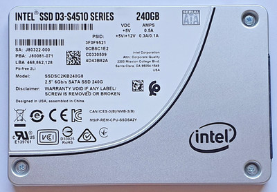 240 GB SATA Intel D3-S4510 Series SSDSC2KB240G8 3D-NAND TLC SSD 2.5''