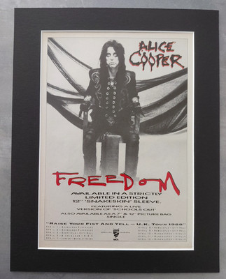 Alice Cooper 1988 UK Tour Promo Original Advert Mounted 14x11''
