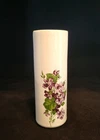 Vintage McCoy USA Bud Vase White W/Purple Flowers 5.75" Tall ~ Marked