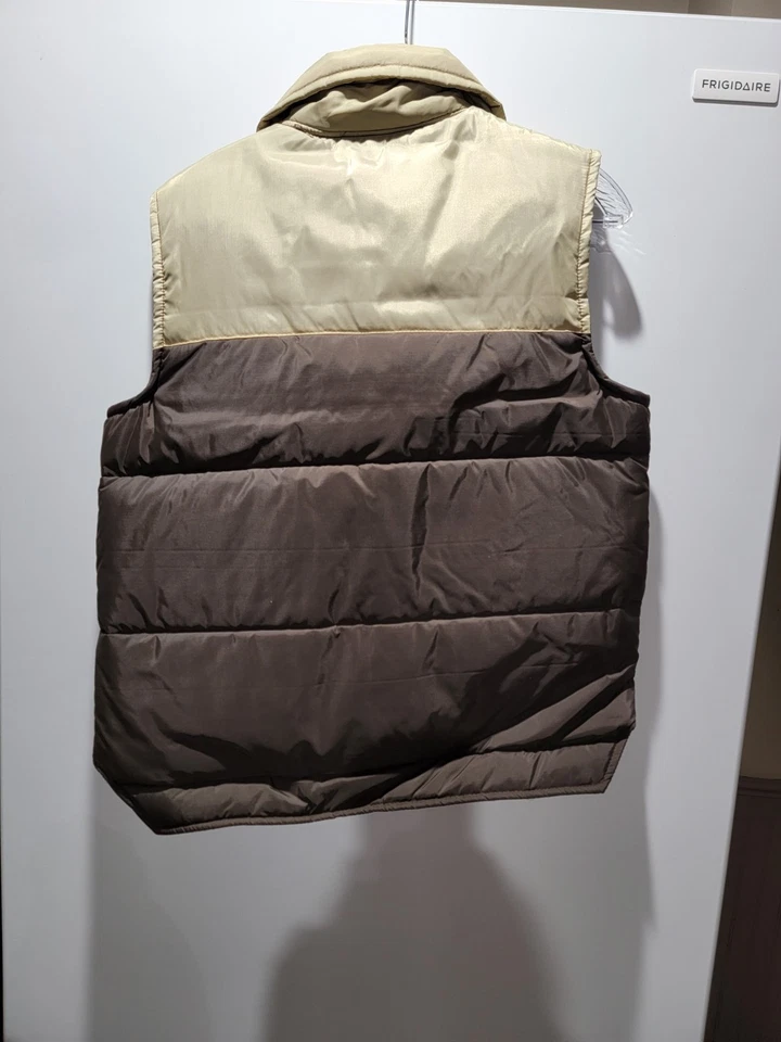 Vintage Wear Guard Puffer Vest Mens Medium M 2 Tone Brown Snap 1980s ? USA New - Image 2 of 4