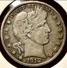 1912 D Barber Half Dollar, 90% Silver, with VF details