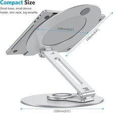 Adjustable Laptop Stand With 360  Base, Foldable Riser For Laptops Up To 16"