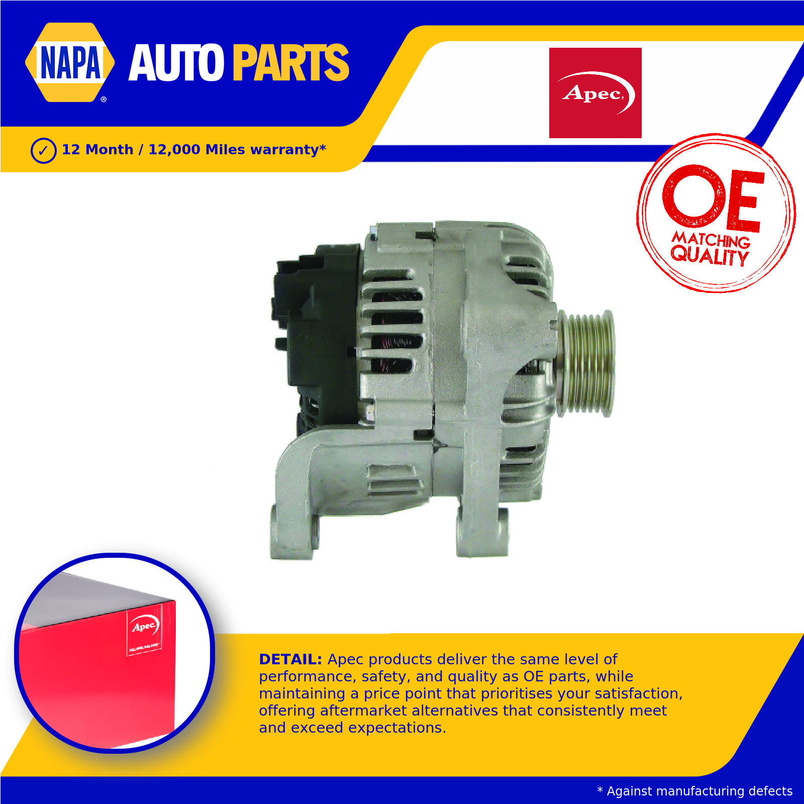 Alternator AAL1808 Apec 12317788223 12317788248 7788223AI01 6204161 93175820 New