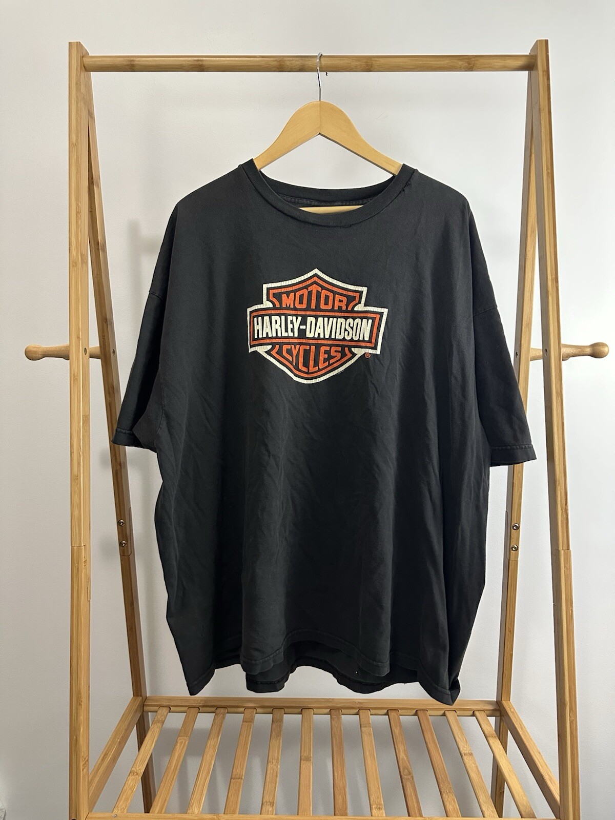 VTG Harley-Davidson Shield Eagle Dragon Big Logo Faded Biker T-Shirt RARE 4XL