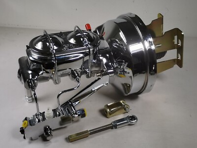 1958-1964 Chevy Impala 8'' Chrome Power Brake Booster Conversion Kit Disc / Drum