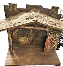 Vtg  Nativity Manger , wood made in Germany, Ww2 Era 10.5"w × 8.5" t × 5.75" d