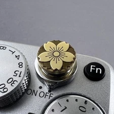 hot shoe cover cap shutter release button Brass Cherry Blossoms Fuji Nikon Canon