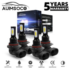 9005 9006 LED Headlights Kit Combo Bulbs HIGH LOW BEAM Super White Bright 4-Pack