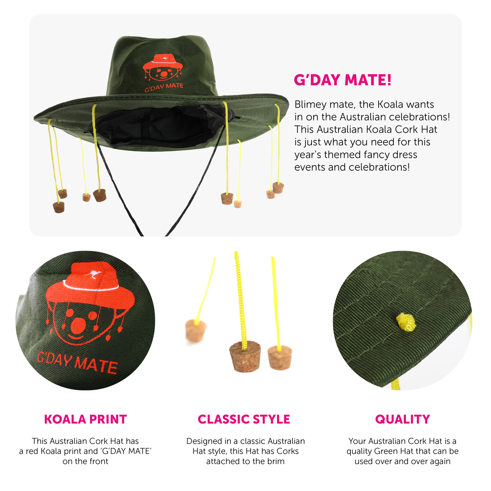 AUSTRALIAN CORK HAT AUSTRALIA DAY PARTY FANCY DRESS CROCODILE DUNDEE CRICKET image 2