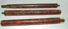 Leather Wooden shaft Only 3 Fold Vintage brass Walking Stick Only Cane Handle