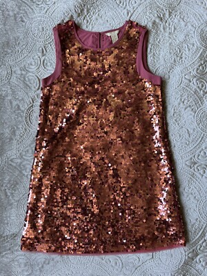Forever 21 Girls Pink Sequin Knee Length Sleeveless Pencil Dress Sz 9/10