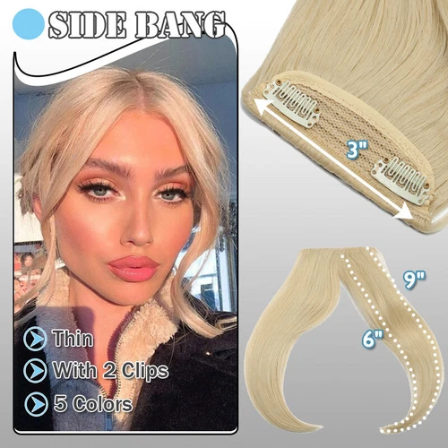 Neat Clip In on Bangs Fringe Fake Hair Extensions Straight Front Hair as Human - Picture 10 of 62