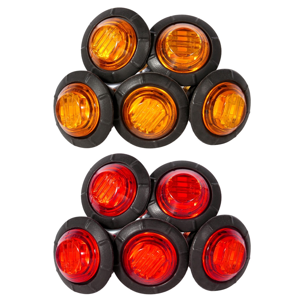 10-Pack AUXITO 3/4" LED Marker Lights - Amber/Red Smoked Rock Lights For Trucks & Trailers