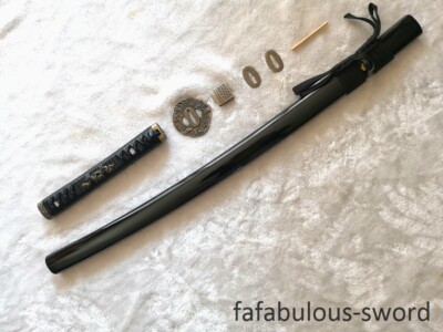 76cm black wood saya leather handle japanese samurai sword katana diy alloy sty