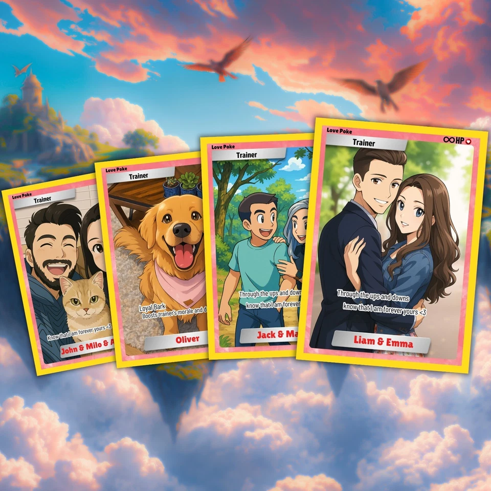 Custom PokéLove Card with Photo – Personalized Trainer Card – Cute Gift for Fans - Image 2 of 4