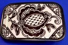 Flower Art Floral Theme Hand Painted Enamel Belt Buckle by Buckle Down
