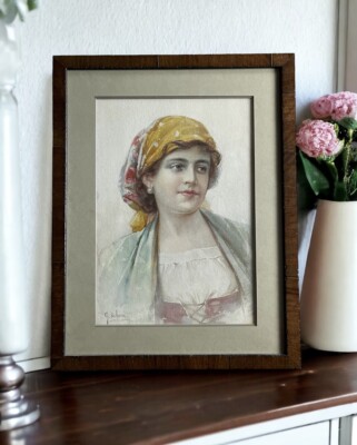 Vintage G. DeLuca Framed Watercolor