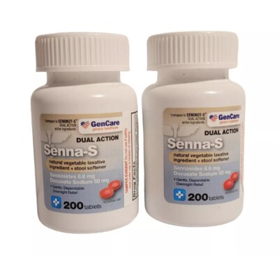 2 Gencare Senna-S Natural Vegetable Laxative + Stool Softener Dual Action 200