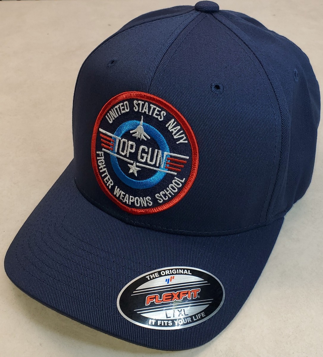 Top Gun Patch on Flexfit Style 6277 Hat / Navy Blue - L/XL 7 1/8