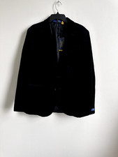 Polo Ralph Lauren Mens Modern Smoking Velvet Jacket Sports Coat Blazer Black 42R