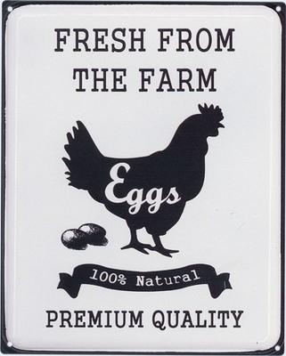 Moritz Blechschild Fresh Eggs fro, the farm 20 x 25 cm Retro Vintage Wand