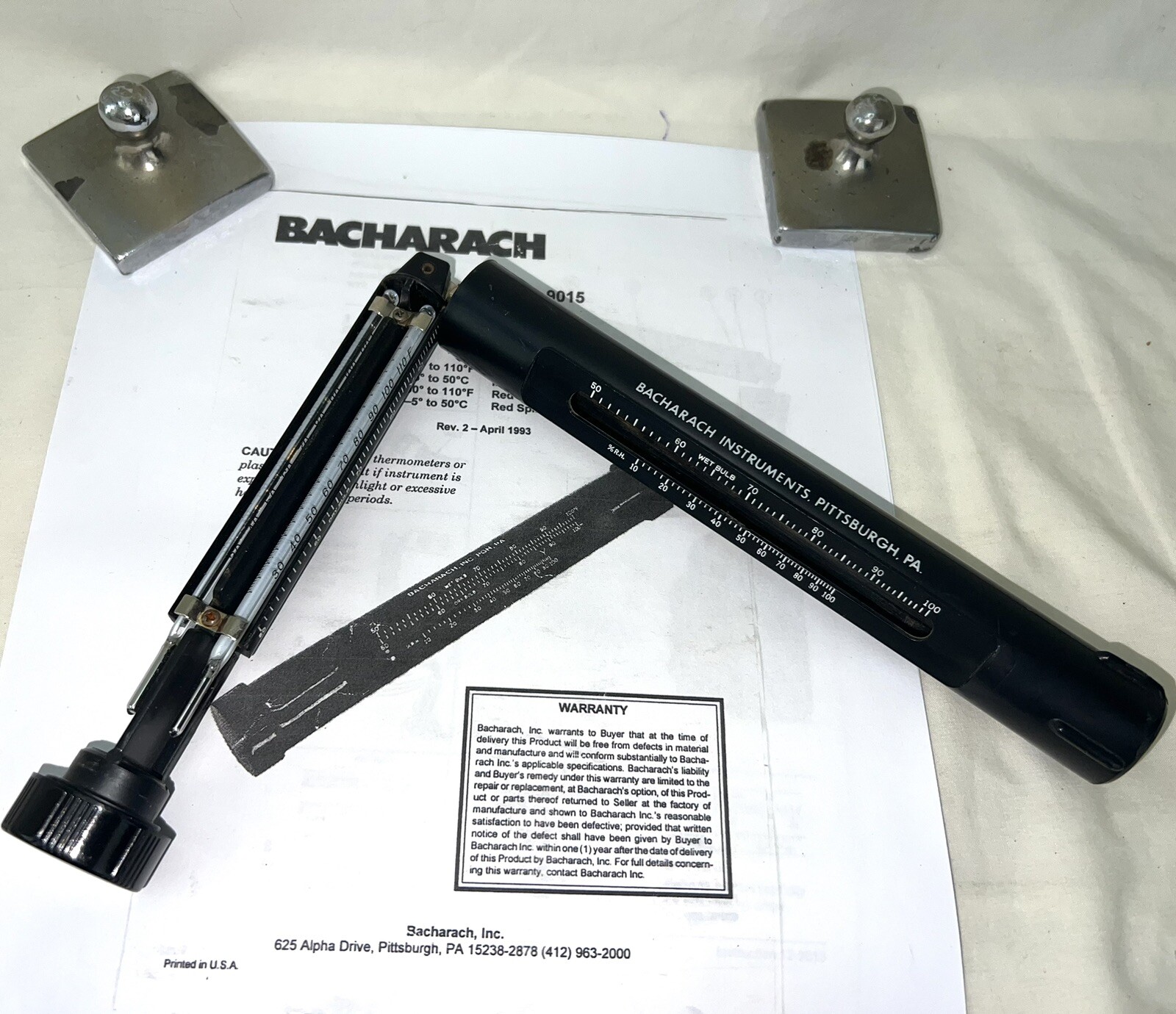 Bacharach Sling Psychrometer 127011 30 to 100 degree F Thermometer