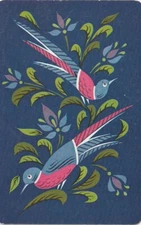 Retro Birds, Blue Background,  Single Swap Card