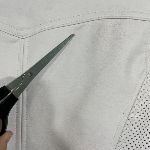 Chaqueta de motociclista Guess para mujer pequeña rosa pálido malla de poliuretano forrada con cremallera - Imagen 12 de 17