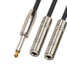 8inch Long 1/4" Jack Male to Dual 1/4" Female Audio Y Splitter Speaker Cable