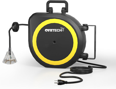50 Ft Retractable Extension Cord Reel with 3 Outlets and Circuit Breaker