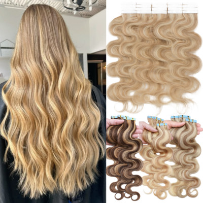Full 60PCS Tape-In Russian Remy Thick Human Hair Extensions Skin Weft Body Wave