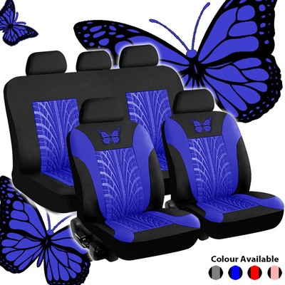 4/9PCS Universal Car Seat Cover Set 3D Butterfly Front Rear Auto Seat Protector