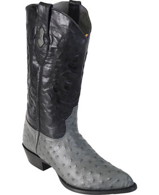 LOS ALTOS MEN GRAY GENUINE FULL QUILL OSTRICH WESTERN BOOT J-TOE (D) 990309