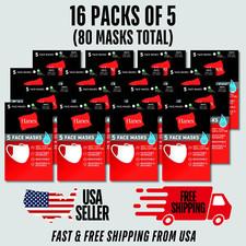 Lot of 16 Packs 80 Masks Hanes White 100 Cotton Face Mask Washable Reusable