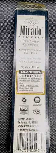 VTG 1998 Mirado 100% Premium Cedar Pencils No # 1 02095 Sanford 12 Pencils W Box - 第 2/7 張圖片