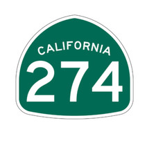 3" california state route 274 highway sign bumper sticker decal usa made