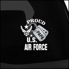 Proud Air Force Papa Vinyl Car Decal Sticker 6 H Silver Military Dog Tag Ii