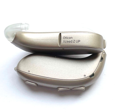 Used, Pair of  Xceed 2BTE UPBTE Oticon, Made for iPhone, Beige  Color