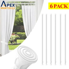 6 Packs Spring Tension Curtain Rods Adjustable Expandable Window Poles No Drill