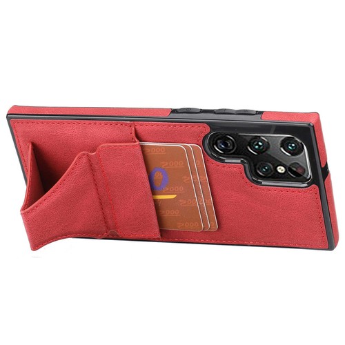 For Samsung Galaxy S25 S24 S23 S22 S21 S20 S10 Leather Card Pocket Bracket Case - Picture 63 of 80