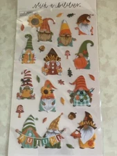 THE PAPER STUDIO STICKERS 3D ACRYLIC GNOME FALL MULTI-COLOR DESIGNS GNOMES 25PC