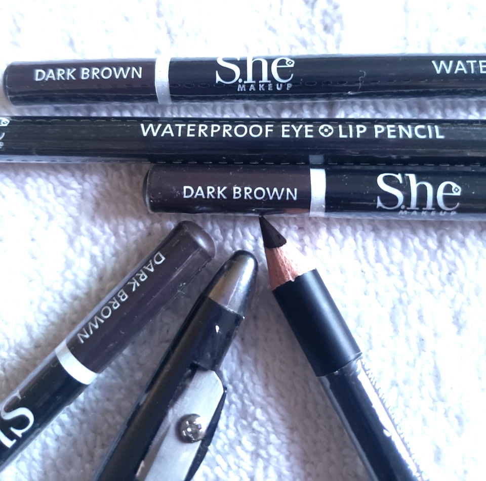 Waterproof Eye And Lip Liner Pencil 6 Black + 6 Dark Brown Color 12 Liners Lot - Image 4 of 4