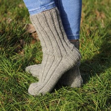Heather Gray Ribbed Wool Socks