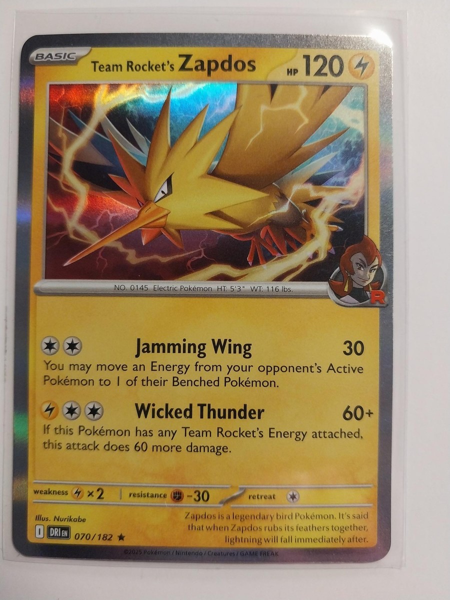 TEAM ROCKET'S ZAPDOS 070/182 RARE DESTINED RIVALS POKEMON HOLO NM