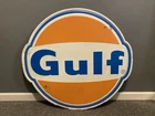 LARGE 36" GULF Gasoline & Motor Oil Vintage Look Reproduction Metal Sign