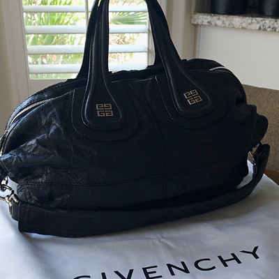 Givenchy Black Wrinkled Nightingal Top Handle Bag Silver Hardware & Dust Bag